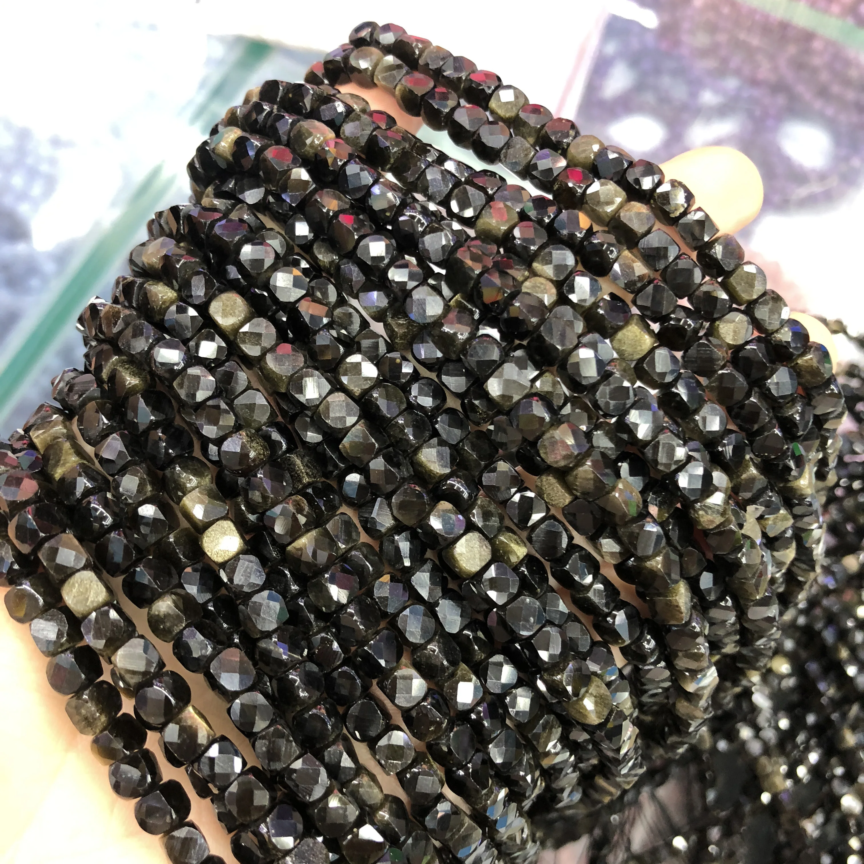 

Natural Semi Precious Stone Beads Goldens Obsidians DIY For Making Necklaces Bracelets And Earrings 4mm 38cm