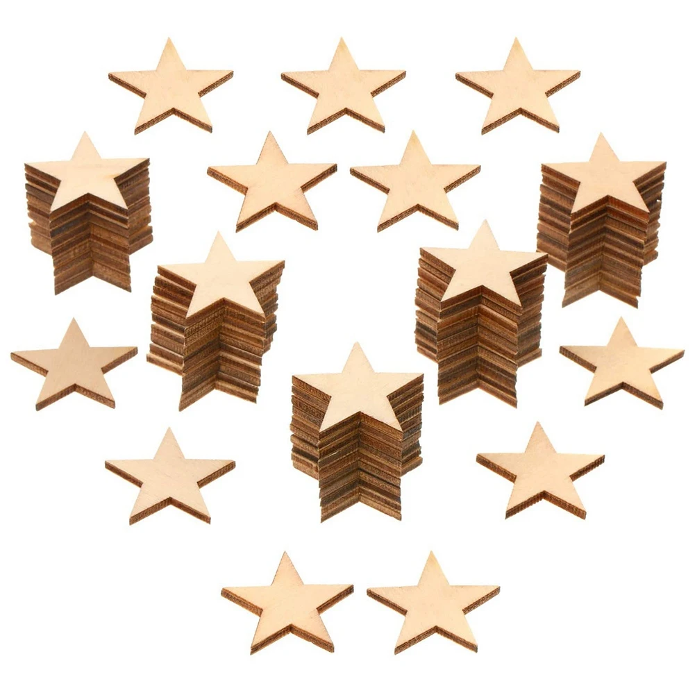 

300Pieces Star Shape Unfinished Wood Pieces, Blank Wood Pieces Wooden Cutouts Ornaments For Craft Project And Decoration