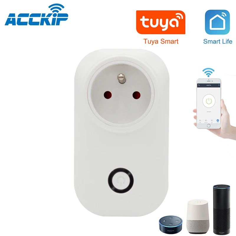 ACCKIP FR Тип Tuya умный беспроводной Wi Fi пульт 16A Франция розетка поддерживает Alexa и Google