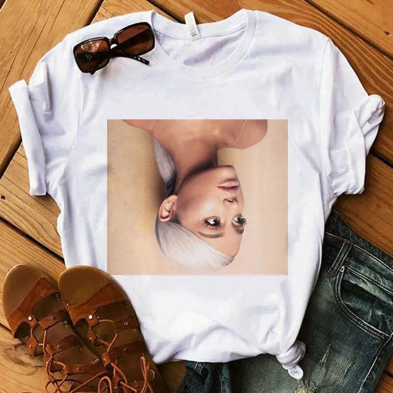 Ариана Гранде принт повседневные футболки женская одежда белые летние топы с