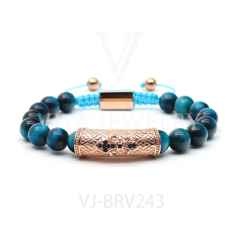 Прохладный черный оникс ГЭС бисером Для мужчин эластичный браслет шармы Бусины