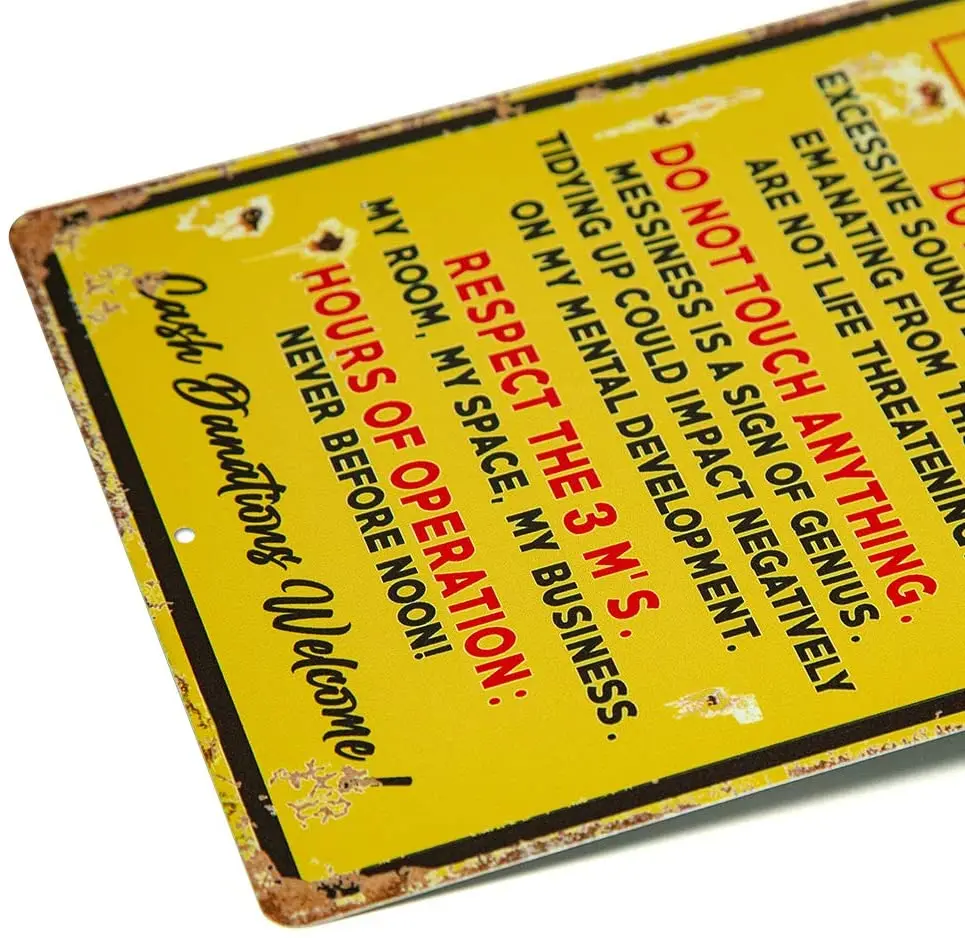 

Putuo Decor Funny Metal Sign Room Rules Tin Sign Kids Bedroom Man Cave Decor 12x8