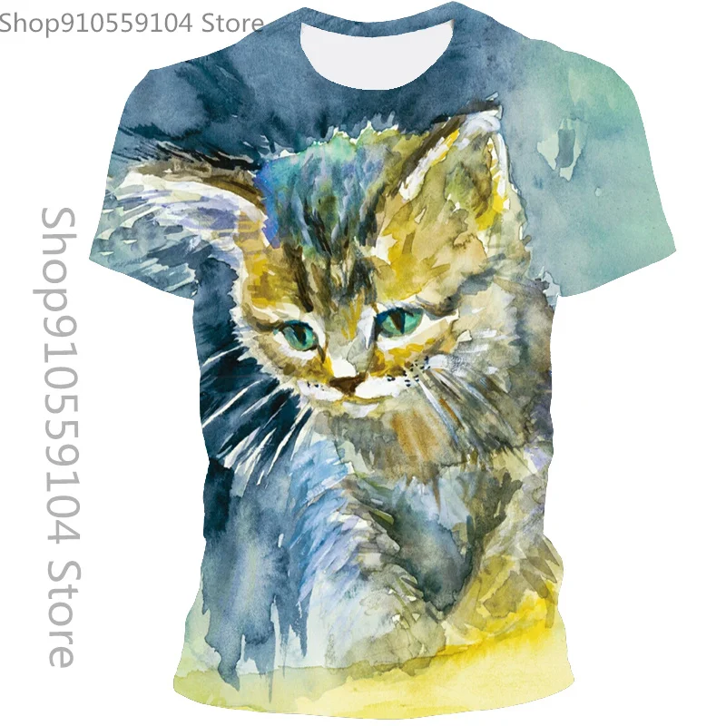 

Summer Children'S Shirt T-Shirt 110-6XL2021 New Boys Girls Fashion Cool T-Shirt Funny Cat 3D Printed T-Shirt Short Sleeve