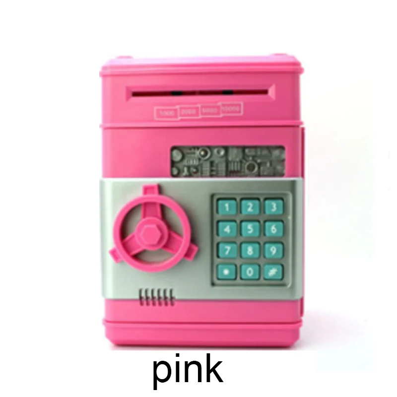 pink Электронная Копилка сейф копилка tirelire для детей цифровые наличные монеты сохранение Сейф депозит Банкомат машина подарок на день рождения Дети - Цвет: pink