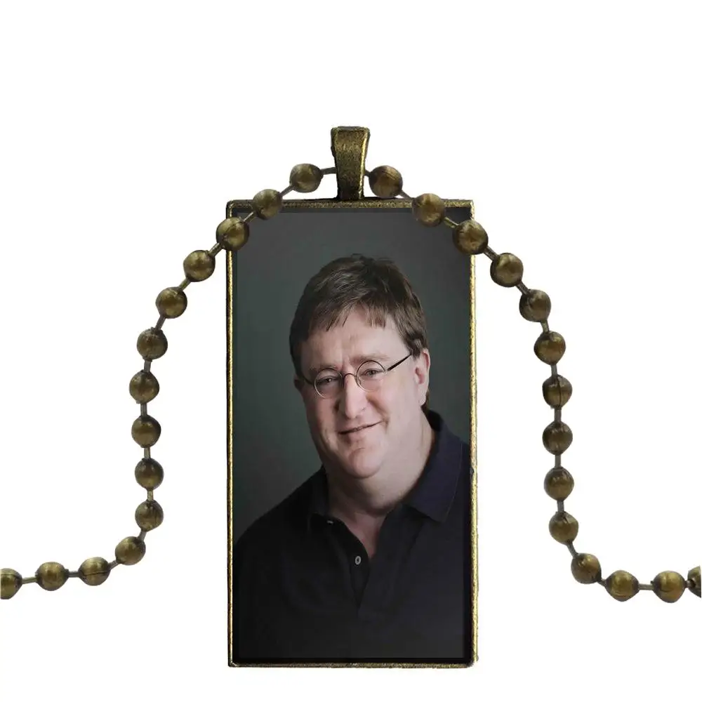 Корпорация ПК игровой мастер гонки Gabe Newell стеклянный кабошон кулон ожерелье