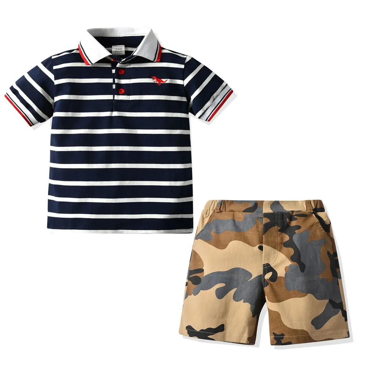 

Ircomll Children's Set Striped Turn-down Collar Kids Boys Suit Clothing Short Sleeve Polo T-shirt+ Shorts Boy Outfits