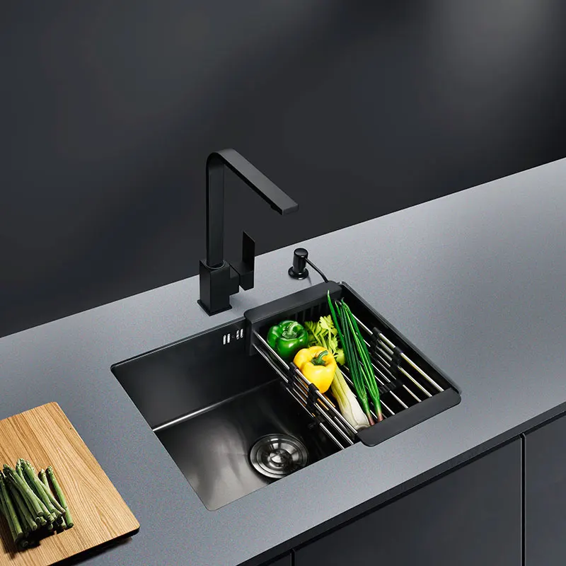 black sink udermount or above counter kitchen vegetable washing basin stainless steel single bowl sinks pia | Обустройство дома