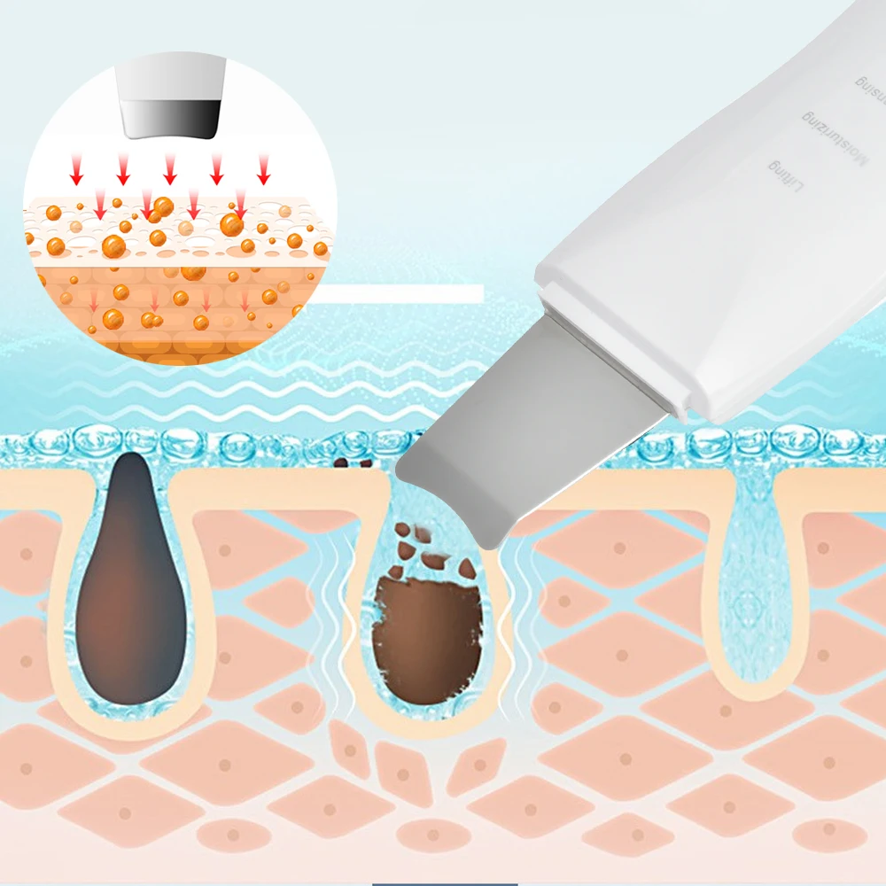 

Ultrasonic Skin Scrubber Rechargeable Ion Deep Face Cleaning Vibration Massager Acne Blackhead Removal Cleanser Exfoliating Pore