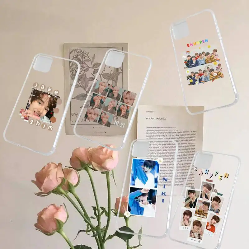

Boy group enhypen kpop Phone Case Transparent soft For iphone 12 11 13 7 8 6 s plus x xs xr pro max mini
