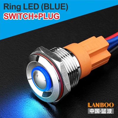 B Ring Button Plug 16 мм Ультра короткий кнопочный переключатель небольшой фиксация мгновенный зеленый 12 В для макетной платы - Цвет: B Ring Button Plug