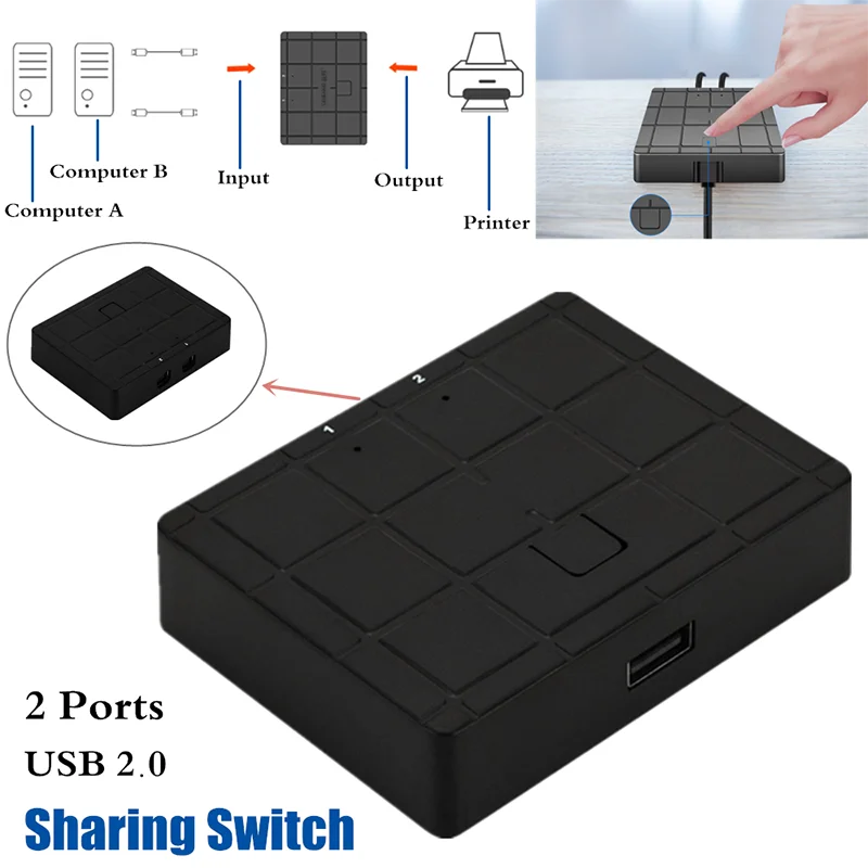 2 порта USB 0 распределительный переключатель адаптер Коробка для ПК Сканер