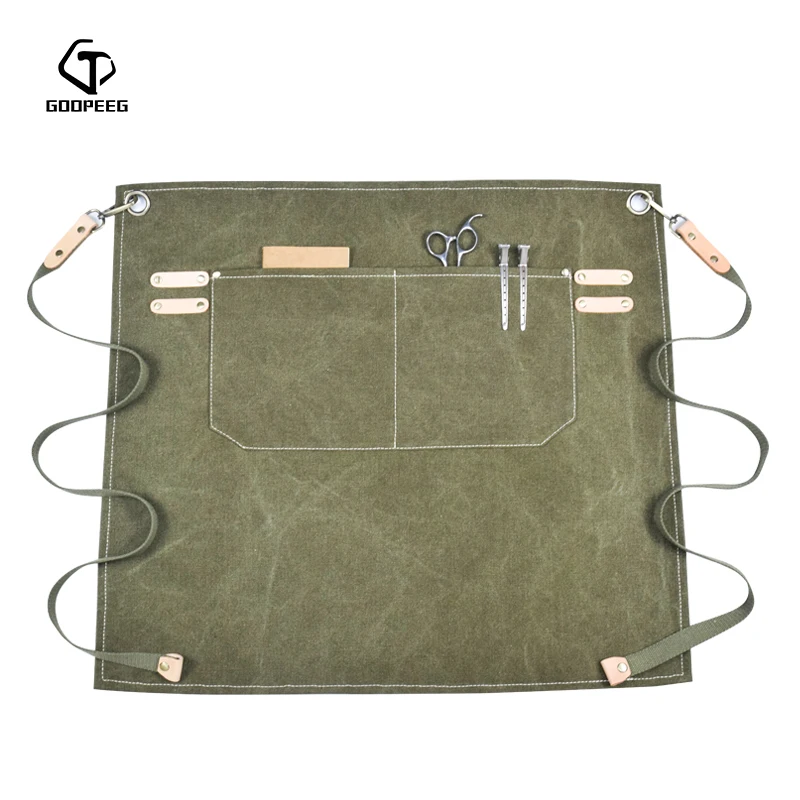 Холщовый фартук GOOPEEG половина длины с рисунком для запеченного молока чая кафе