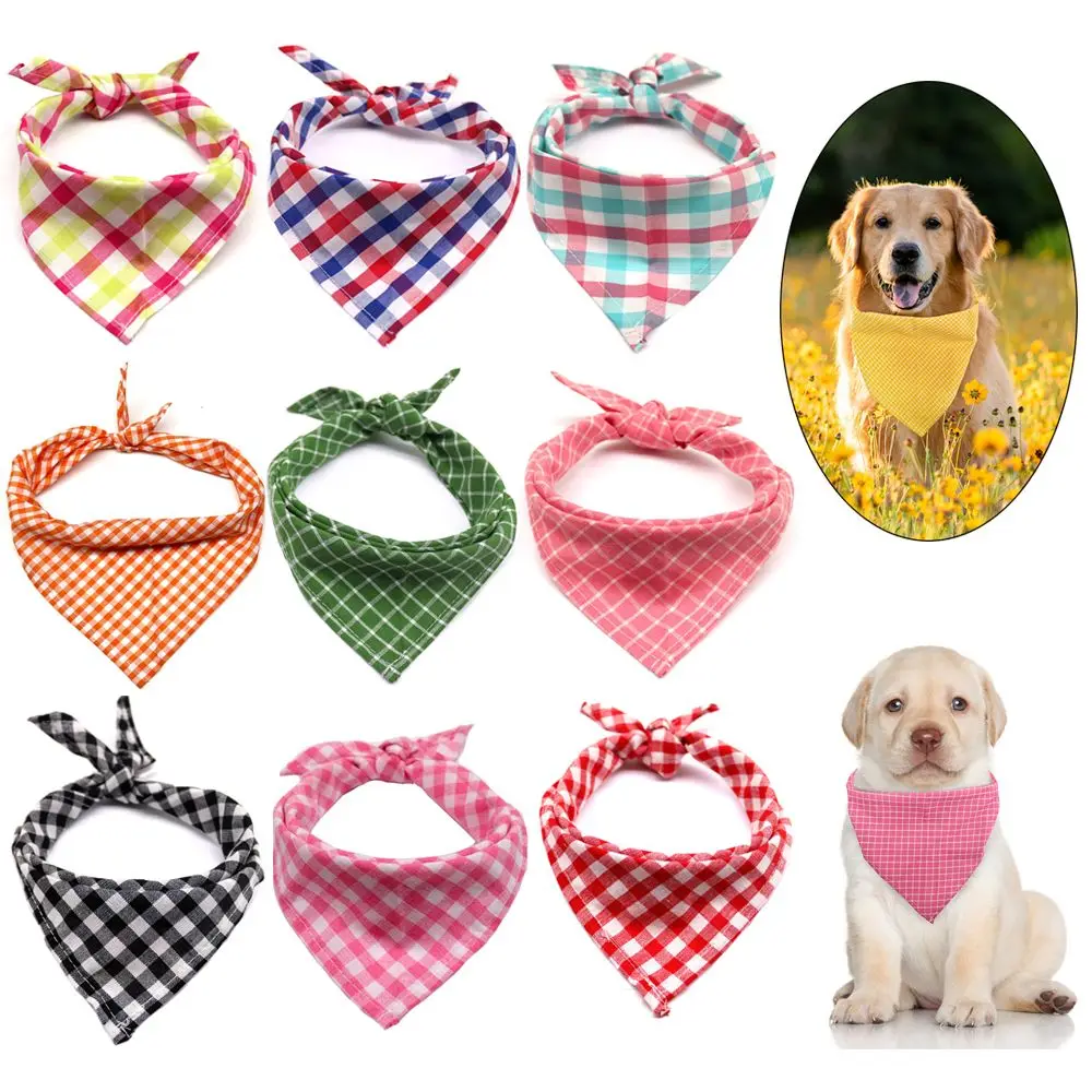

Летний шейный платок, треугольный шарф, Регулируемый шарф для собак, шарф для кошек, клетчатые банданы для домашних животных