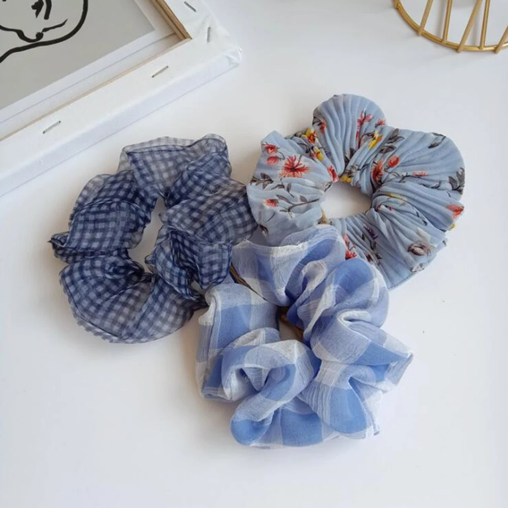 

3PCS/Set Elegant Translucent Mesh Scrunchies Women Lady Elastic Hair Rubber Bands Accessories Tie Hair Ring Rope Ponytail Holder