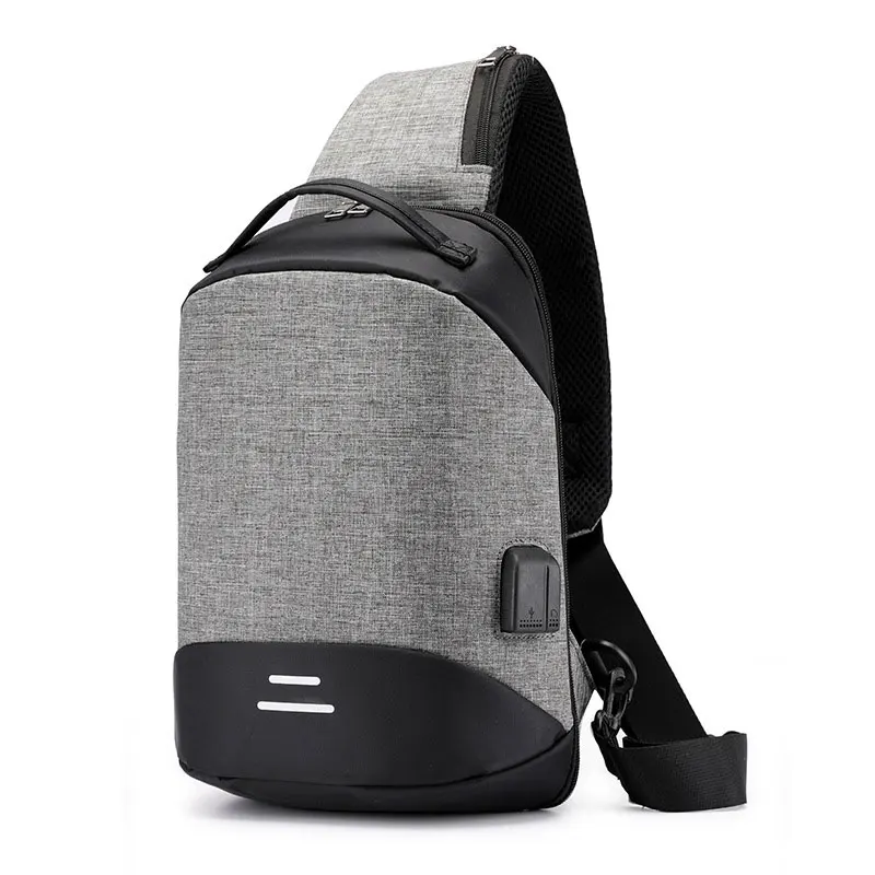 Grey Маленькая usb зарядка сумка через плечо мужские сумки через плечо мужские водонепроницаемые слинг мужская нагрудная сумка Новые водонепроницаемые сумки через плечо - Цвет: Grey