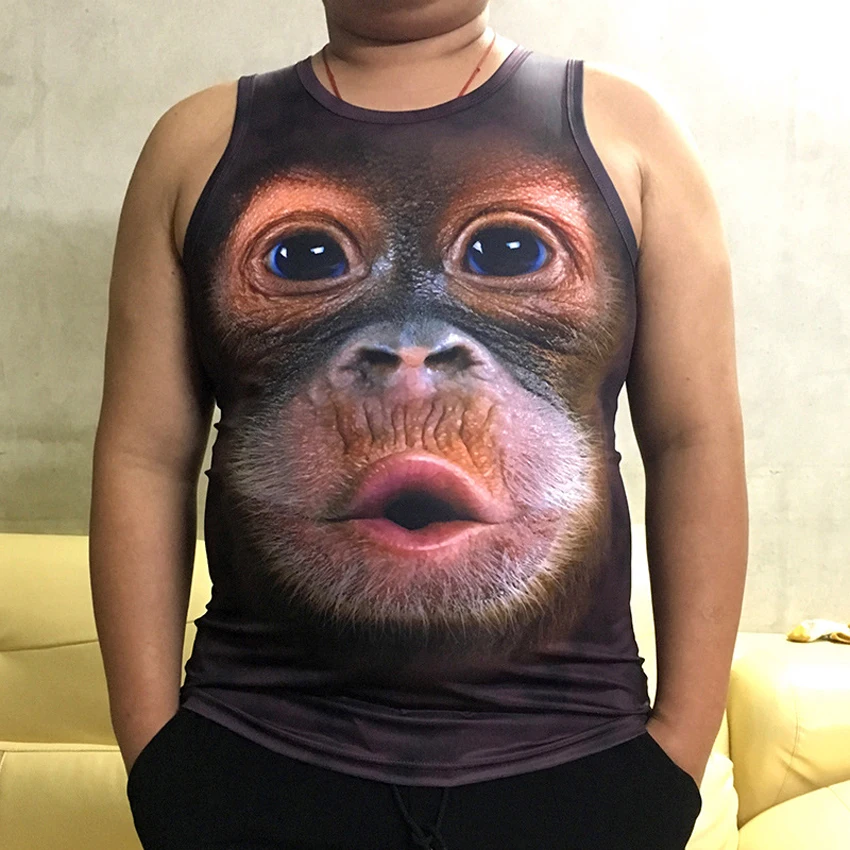 Мужская футболка с 3D-принтом обезьяны и гориллы летняя круглым вырезом коротким