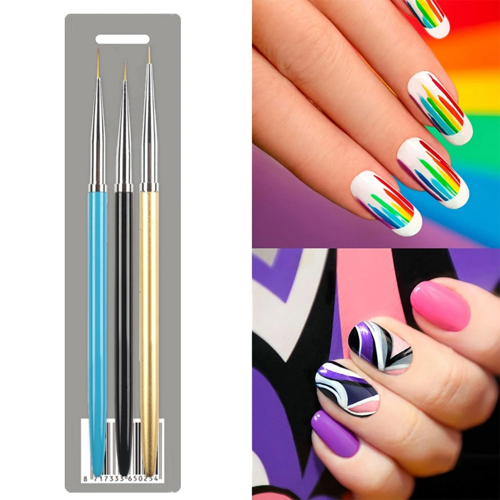 

3 PCS/Set UV Gel Liner Polish Brush Set Manicure Tool Nail Art Design Nail Art Drawing Pen Flower Dotting Drawing Painting