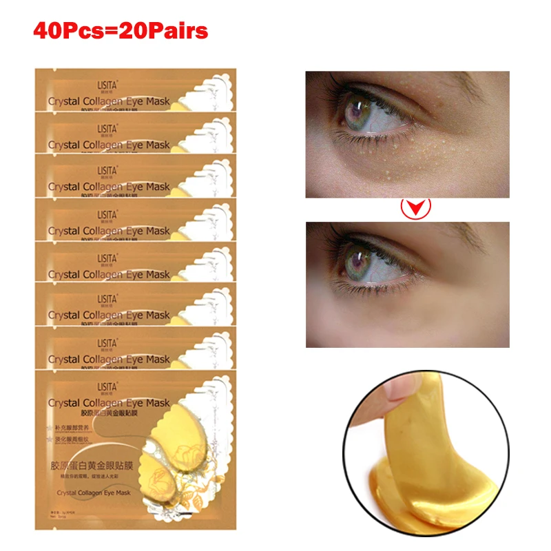 

Патчи коллагеновые золотые с кристаллами для кожи вокруг глаз, 40 шт.