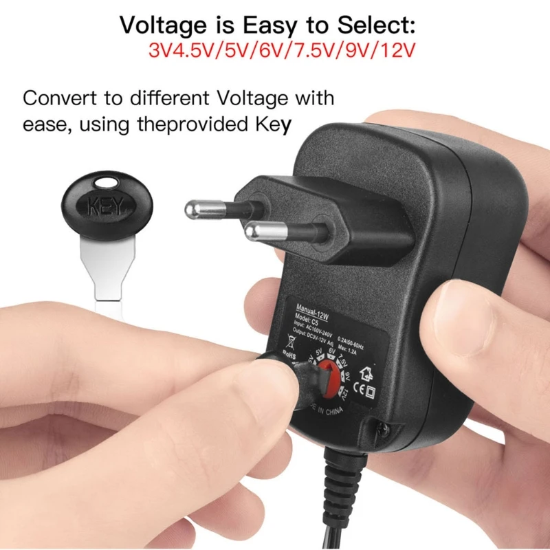 Universal Adjustable Voltage 3V 4.5V 6V 9V 12V EU Plug Power Adapter Replace 2AAA 3AAA 4AAA 6AAA 8AAA 1.5V AAA Battery X6HB | Электроника
