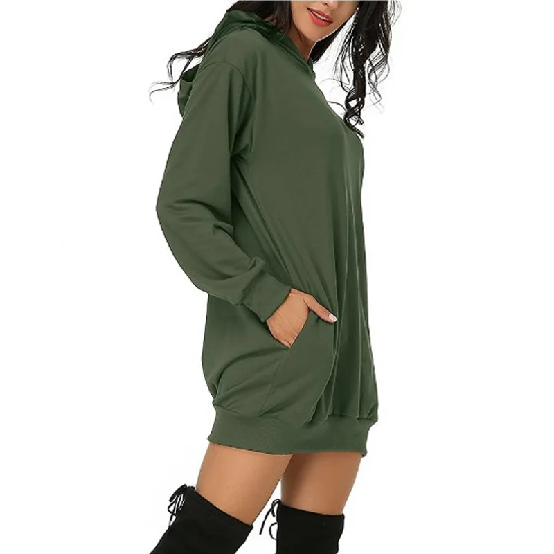 

Plus Size 2XL Women Hoodies Dress Cute Sunflower Print Pocket Long Sleeve Winter Casual Loose Vintage Party Vestidos Sweatshirt