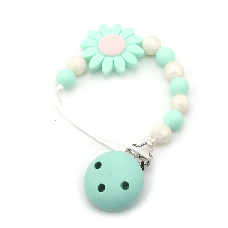Cute Baby Silicone Teething Dummy Pacifier Clip Bead Infant Soother Nipple Strap Chain Newborn Feeding Teether Holder | Мать и ребенок