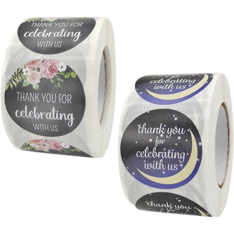 

Wholesale 500pcs Round Stickers Wedding Decoration Flowers with Thank You for Cookies Baking Gift Wrapping Stickers