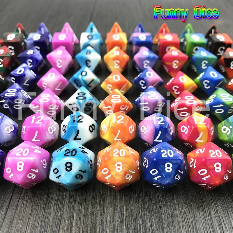 Новейший набор из 7 двухцветных кубиков с бесцветными многогранными кубиками