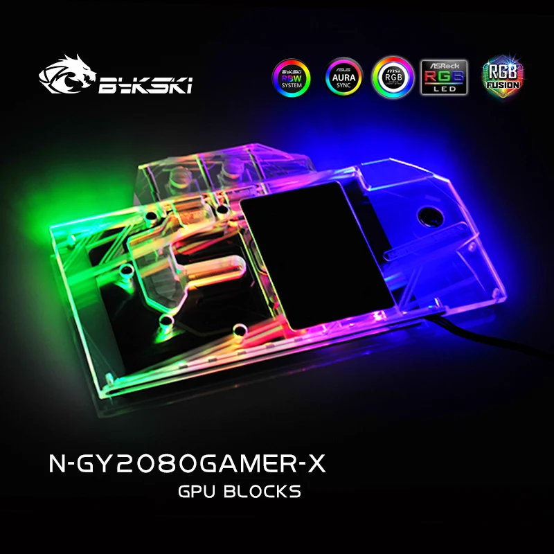 Bykski GPU кулер совместимый с Galaxy GEFORCE RTX 2080 GAMER водяное охлаждение VGA блок RGB RBW свет N