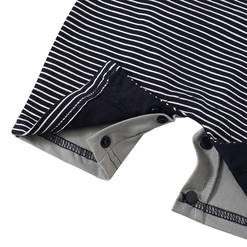 

Summer Infant Baby Bodysuit Boys Short Sleeve Gentle Design Stripe Rompers Jumpsuit Kids Outfits