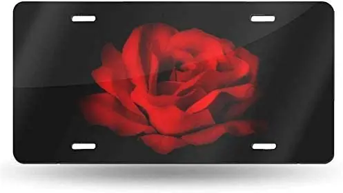 

yunsu Red Rose License Plate,car Decor Personalise Tag,Novelty Car Front License Plate Metal Aluminum Car Plate 6 x 12 Inch