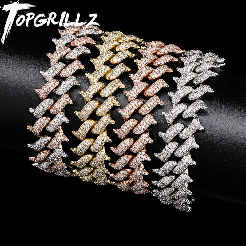 

TOPGRILLZ 14MM Miami Big Box Clasp Heavy Cuban Iced Out Cubic Zircon Bracelet Link Bling Hip Hop Jewelry For Men