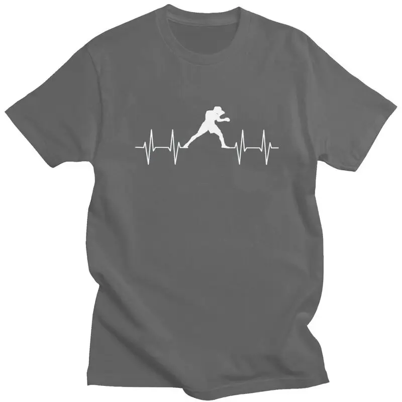 

Novelty Heartbeat Boxing T Shirt Men Short Sleeved Cotton T-shirt Print Funny Boxer Tee Graphic Tshirt