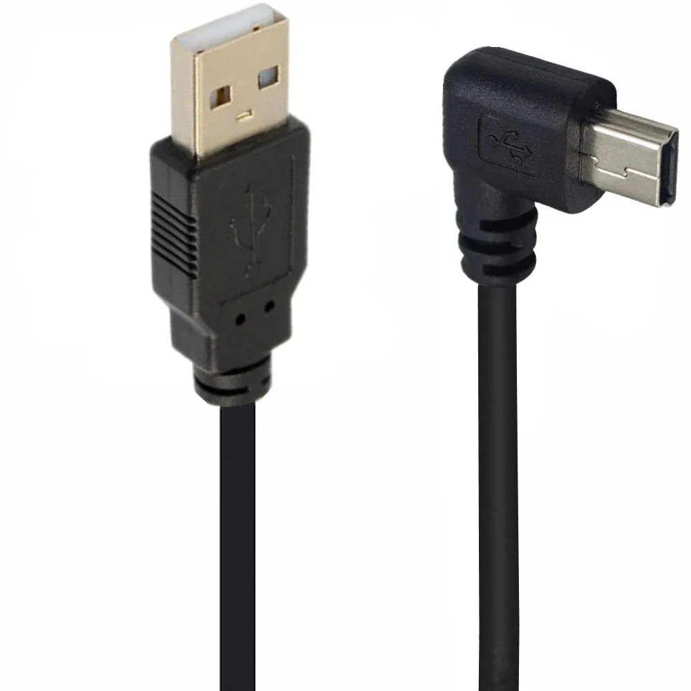 

USB Data Cable A Male to Mini USB B 5Pin Male 90 Degree UP Down Left Right Angle Adapter Charge Sync Cable 0.25M 1.5M 3M