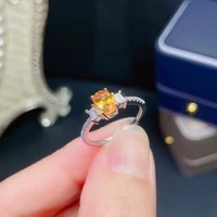 new fashion 100 natural and real citrine ring citrine ring 925 sterling silver fine jewelry