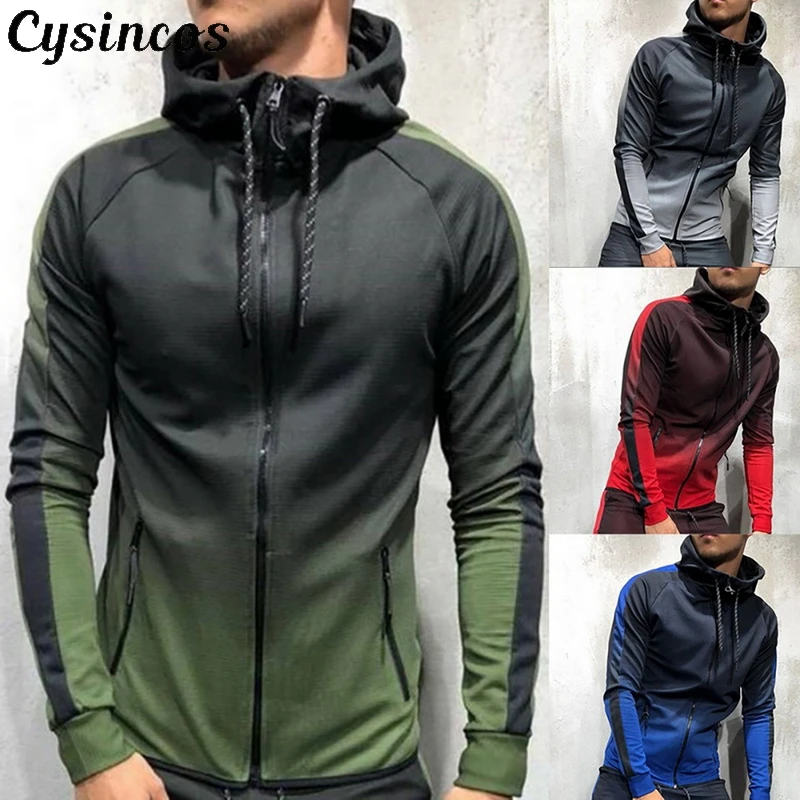 CYSINCOS, мужской спортивный костюм, комплект из 2 предметов, 3D градиент цвета, повседневные толстовки, толстовка, брендовые штаны, спортивная одежда, мужские комплекты для бега