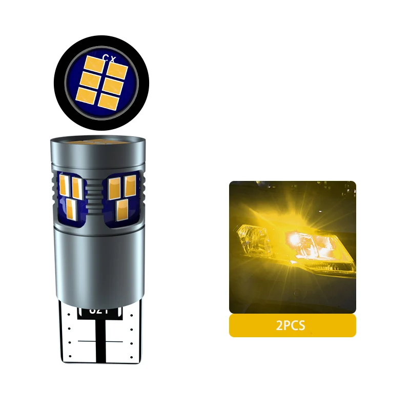 yellow 2 шт. высокое качество T10 W5W супер яркий 3030 светодиодный автомобильный интерьерный светильник для чтения, габаритная лампа 168 194 светодиодный автоматический Клин парковочные лампы - Испускаемый цвет: yellow