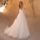 SoDigne простое пляжное свадебное платье es 2021 Тюлевое атласное ТРАПЕЦИЕВИДНОЕ свадебное платье принцессы с V-образным вырезом Свадебное платье