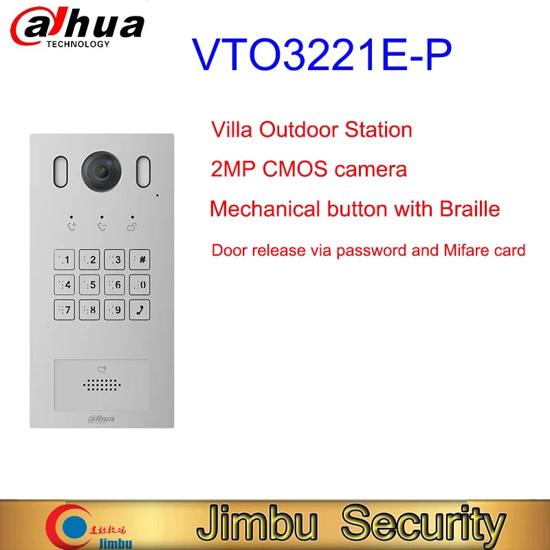 

Dahua Keyboard villa door station 2MP CMOS camera VTO3221E-P Mechanical button Braille Supplemental lighting doorbell VTM117