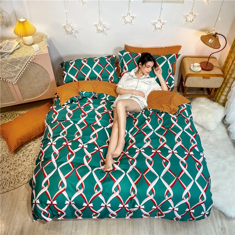 

Love Heart Pattern Bedding Set Bedclothes Duvet Cover King/Queen Size Soft Comforter for Kids Home Textile