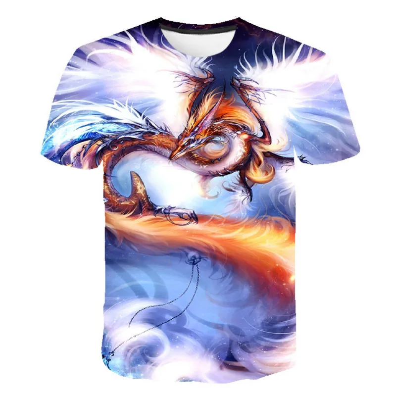 

Футболка мужская с круглым вырезом, модная тенниска с забавным 3D-принтом абстрактного психоделического дракона из сериала фильмов, майка б...