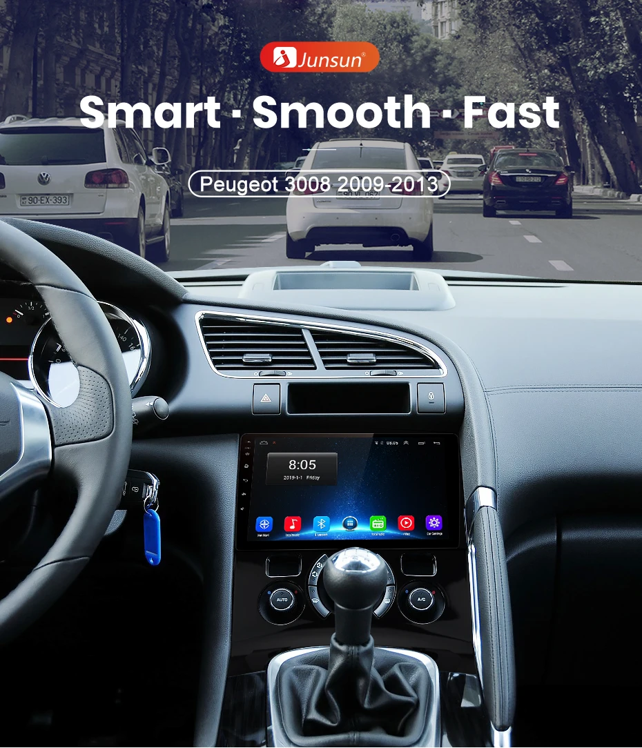 Junsun V1 2G+ 32G Android 9,0 для peugeot 3008 2009-2013 автомобильный Радио Мультимедиа Видео плеер навигация gps 2 din dvd