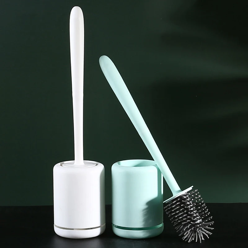 

Silicone Head Plastic Head Toilet Brush Quick Draining Clean Tool Cleaning Brush Bathroom Accessories
