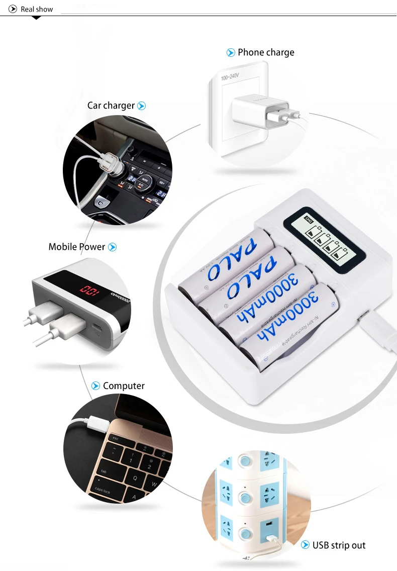 PALO 8 шт. AA батарея 3000mAh 1,2 V Ni-MH AA Аккумуляторы для камеры светодиодный светильник игрушки MP3 mp4 батареи для микрофона