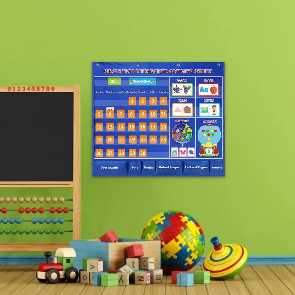 

Circle Time Center Pocket Chart Educational Pocket Chart Calendar Learning Color Calendar Counting Wording Rhyme Pictures Pocket