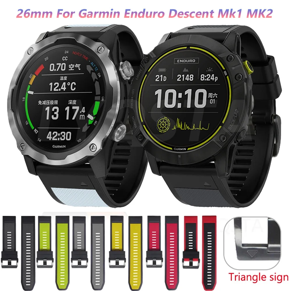 

26 22MM Quick Release Easy Fit Silicone Wrist band Strap For Garmin Fenix 5 5X Plus 6 6X Pro Enduro Descent Mk1 Watchband Correa