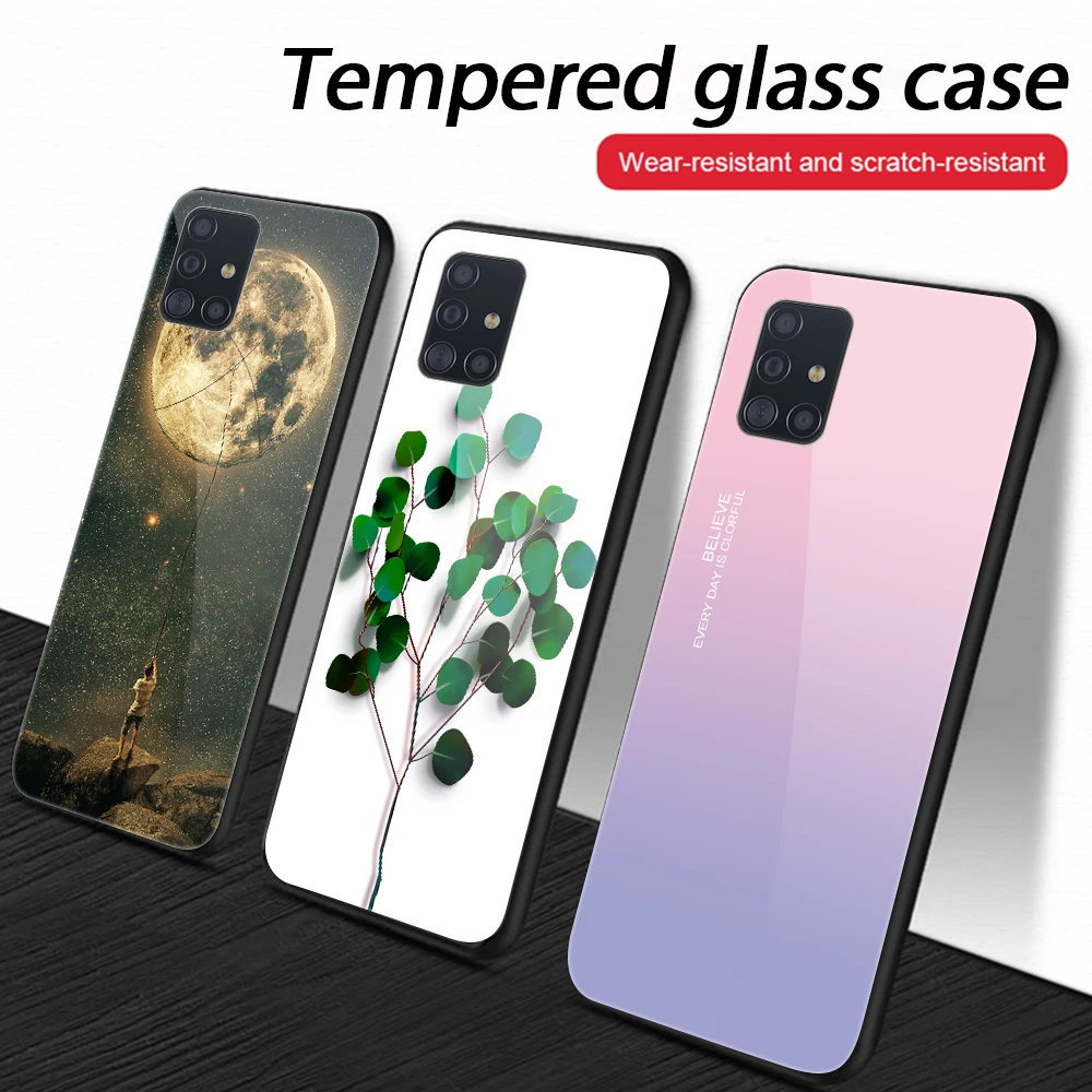 Чехол из закаленного стекла с рисунком звездного неба для Samsung Galaxy S20 Plus