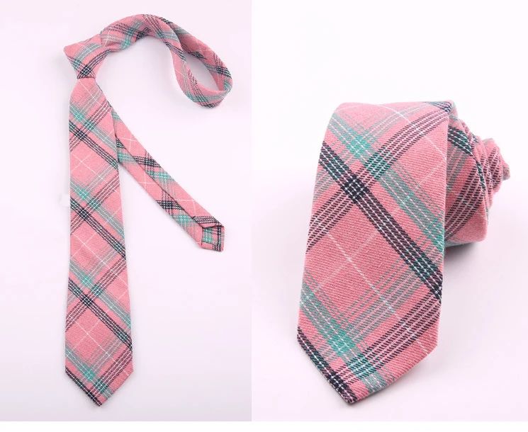 Мужской узкий галстук Студенческая Повседневная клетчатая рубашка 7 см свадебные хлопковые Галстуки для