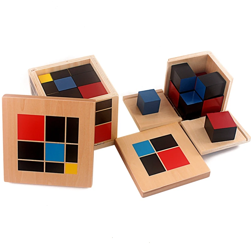 Cubo Binomial de aritm&eacute;tica Montessori, juguete de madera Trinomial, materiales matem&aacute;ticos para juguetes matem&aacute;ticos de madera-0