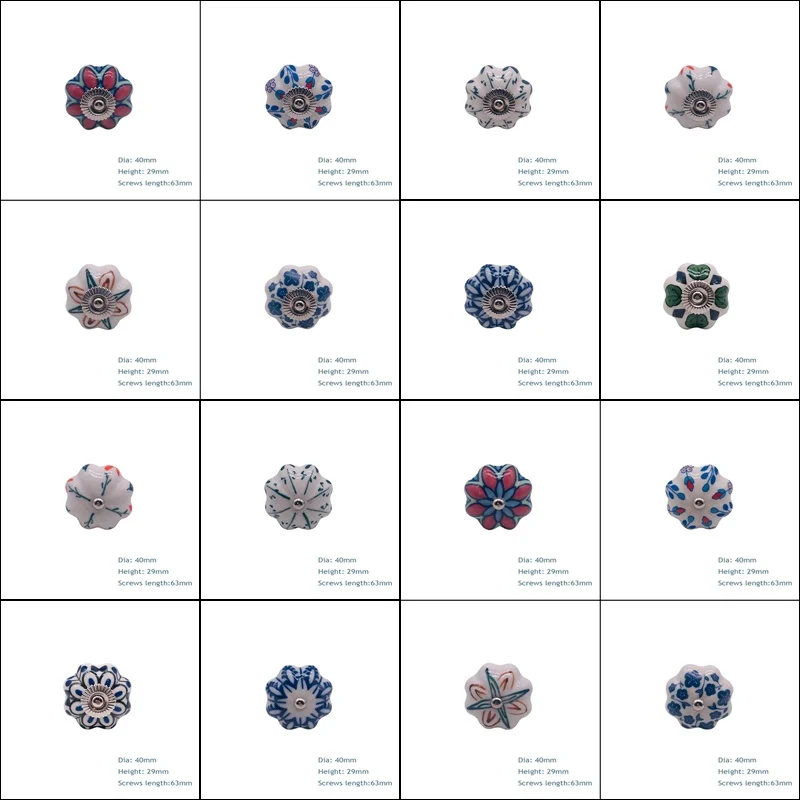 Декоративная ручка для двери ручной работы керамические ручки ящиков синяя