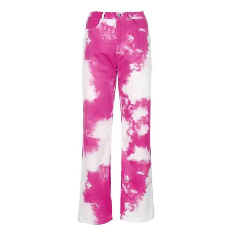 

Vintage Tie Dye Loose Long Pants Hip Hop High Waist with Pockets Straight Pants Streetwear Harajuku Trousers